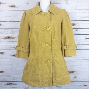anthropologie | elevenses yellow pea coat
